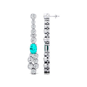 Classic Design Lab Grown Paraiba Tourmaline Gemstone & Real <b>Diamonds</b> <b>Dangling</b> Drop <b>Earrings</b> in 18k Pure Gold Fashionable <b>Earring</b> - Product Image 1