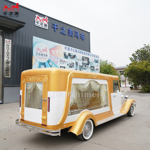 Coche Fúnebre Eléctrico de Estilo Vintage con Ventanas Grandes, Diseño Bicolor en Amarillo y Blanco - Product Image 2