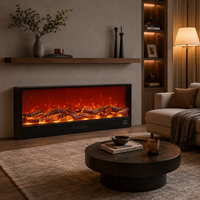 Chimenea Eléctrica LCD de Pared con Llama LED, Construcción Metálica, Manual de Instrucciones en Inglés, para Uso Doméstico y Hotelero