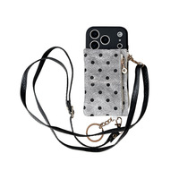 Étui portefeuille à fermeture éclair en TPU pour iPhone 17 Pro Max avec porte-cartes, sangle bandoulière, protection intégrale anti-chute et protection complète de l'appareil photo