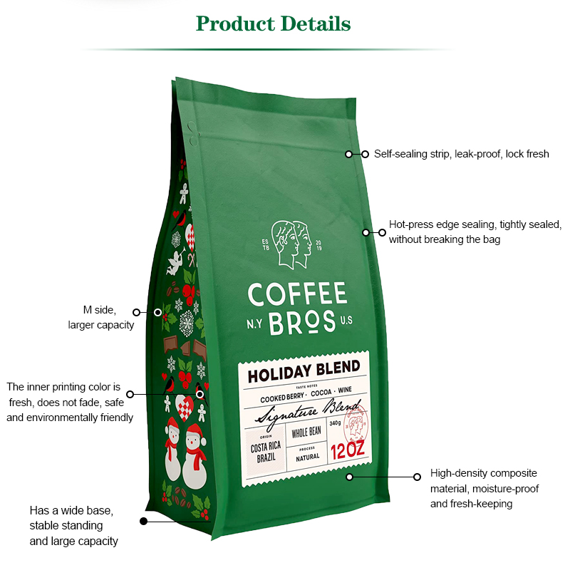 Stand Up Zipper Pouch Doy Bag, ziploc Kraft Paper Bag, Aluminum Laminated Foil Pouch, Snack Food Packagin