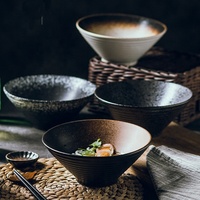 Grand bol à ramen en céramique noire de 8 pouces pour restaurant japonais, idéal pour servir le pho
