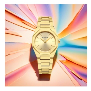 Reloj de Cuarzo para Mujer de 32 mm con Logotipo Personalizado, Brazalete de Acero Inoxidable en Oro de 22K, Reloj de Lujo para Dama, Modelo Mema, Delgado, Elegante y Ejecutivo - Product Image 1