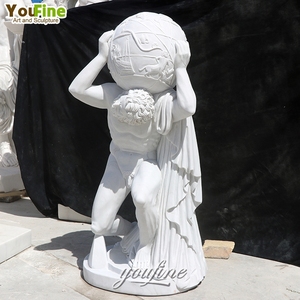 Tượng Atlas bằng đá cẩm thạch La Mã cầm quả cầu trời - Product Image 4