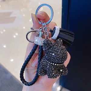 Trẻ em dễ thương Bling Keychain phụ kiện Dog Keychain với PU da dây đeo cổ tay - Product Image 3