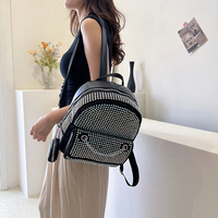 Diamant brillant sac à dos femmes 2 pièces en cuir PU cartable porte-monnaie ensemble luxe cristal sacs à dos pour dames