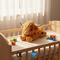 Bantal Boneka Sapi Highland Berpemanas, Mainan Hewan Isi Dakron dengan Pemanas Otomatis, Mainan Hangat Elektrik untuk Kompres Hangat Tangan, Pinggang, dan Perut
