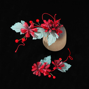 Coiffe Hanfu en soie de style antique haut de gamme, conçue à la main, avec fleurs artisanales, épingle à cheveux douce, pour maquillage et coiffure Hanfu. - Product Image 1