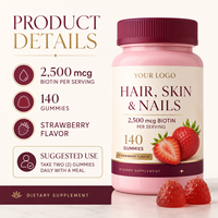 Gummies de biotine en gros pour cheveux, peau et ongles, pour la beauté féminine et la croissance capillaire, vitamines en gummies Nature Bounty pour adultes