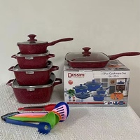 Ensemble de casseroles en aluminium 17 pièces Casseroles de cuisson commerciales en marbre antiadhésif Batterie de cuisine pour restaurant