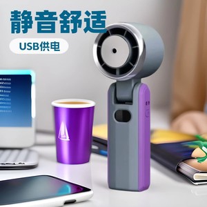 พัดลมพกพาแบบมือถือ D28 สีชมพูเชอร์รี่บลอสซัม ชาร์จไฟได้ ควบคุมแบบดิจิตอล ใช้พลังงานจาก USB พับเก็บได้ ใช้คล้องคอ พัดลมขนาดเล็ก - Product Image 4