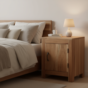 Solid Acacia Wood Nightstand 15.7x11.8x19.7 Inches Elegant <b>Storage</b> <b>Bedside</b> Cabinet Modern Bedroom Furniture - Product Image 2