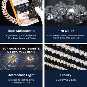 Chaîne cubaine Miami pour <span class=keywords><strong>homme</strong></span>, 16 mm, en laiton plaqué <span class=keywords><strong>argent</strong></span>, sertie de moissanite, style hip-hop, effet glacé - Product Image 6