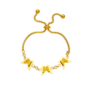 European American Style Gold Plated Butterfly Charm <b>Bracelet</b> With Rhinestones <b>Adjustable</b> Chain Gift For Women - Product Image 5