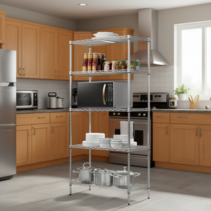 5 Tier Steel Wire Shelving <b>Storage</b> Rack 35.44 X 13.78 X 70.87 Inch <b>Kitchen</b> Organizer Freestanding Industrial Design - Product Image 2