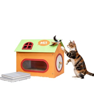 Maisons pour chats créatives en carton personnalisé, fournitures pour animaux de compagnie, boîtes en carton ondulé pour chats, plateaux à griffer pour chats, sur mesure - Product Image 2