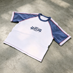 T-shirt Personalizzata con Cuciture a Contrasto, Maniche Raglan, Stampa Oversize per Uomo - Product Image 2