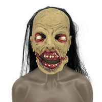 Masque en latex effrayant DAMAI HLW-031 pour Halloween avec cheveux longs couleur verte moche pour la décoration de fête d'Halloween