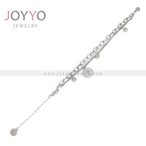 <strong>Logo</strong> Engraved Custom Round Charm Double Layer <strong>Bracelet</strong> Jewelry Gift Wristbands Adjustable Cuban Chain with <strong>Beads</strong> <strong>Bracelet</strong> Women - Product Image 2