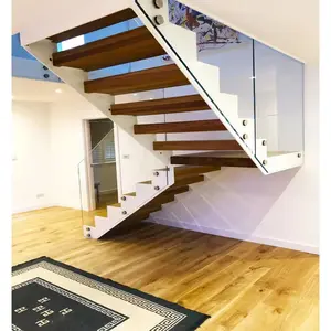 简易安装商用室内铁碳钢金属螺旋楼梯，带木质踏板台阶