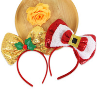 Nouveau serre-tête de Noël avec paillettes, serre-tête à nœud, décoration de fête de Noël pour enfants, grand serre-tête à nœud papillon