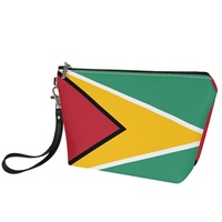 Pochette cosmétique en PU avec drapeau national personnalisé de la Guyane pour les voyages, le rangement des cosmétiques domestiques, les souvenirs culturels et la vente en gros