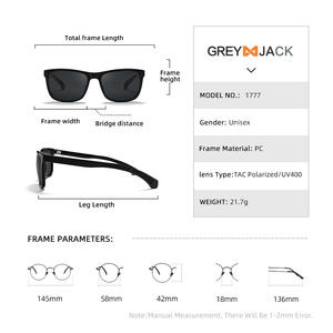 Gafas de Sol Polarizadas Grey Jack con Marco Negro de PC, Lentes TAC con Protección UV400, Unisex, para Ciclismo, Conducción, Pesca y Actividades al Aire Libre - Product Image 3