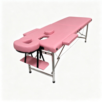 Table de massage pliable stable à 2 sections avec pieds en acier inoxydable, table de thérapie professionnelle pour salon de spa