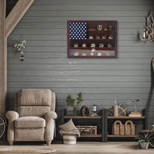 Mondon 16x12 kính hiển thị trường hợp rắn gỗ khung ảnh hiện đại để hiển thị huy chương quân sự tiền xu Cờ Mỹ bóng hộp - Product Image 4