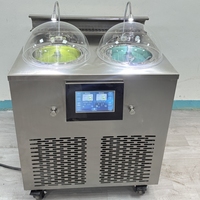 Machine à glace artisanale italienne professionnelle à 2 têtes, écran tactile, deux saveurs, congélateur discontinu pour glace dure