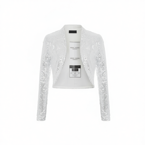 Women's <b>Sequin</b> Bolero Quilted Shrug <b>Jacket</b>-Long Sleeve Open Front Cotton Shell Silk Lining Breathable Sparkling <b>Sequins</b> Short - Product Image 1