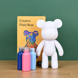 Juego de oso fluido, juguetes pintados con grafiti para niños, muñeco de oso de diamantes de imitación DIY, hucha blanca en blanco, juguete sin yeso al por mayor - Product Image 1