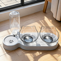 Bol 2-en-1 pour chat et chien, fontaine à eau circulante automatique, distributeur de nourriture, bol intégré anti-bave pour animaux de compagnie