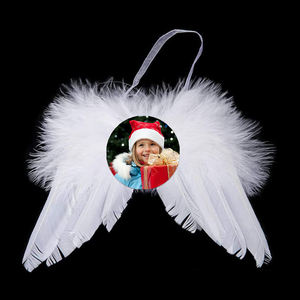 Ailes d'ange de Noël vierges imprimables par sublimation ornements plume matériel suspendu arbre ailes d'ange pendentif - Product Image 1