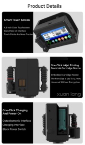 เครื่องพิมพ์อิงค์เจ็ทแบบพกพาขนาดเล็กสำหรับการพิมพ์รหัสชุดแบบเร็ว แห้งไว ใช้กับการพิมพ์วันที่หมดอายุบนไข่ หมาย<span class=keywords><strong>เลข</strong></span> วันที่ พิมพ์บนบรรจุภัณฑ์แบบยืดหยุ่นได้ รุ่น TIJ ใหม่ - Product Image 5