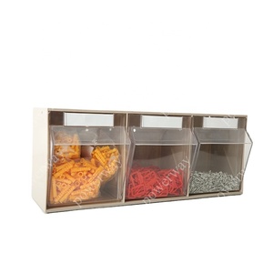 Powerway Plastic Tip Out Bin Plastic Storage Bins Box with Tilt Drawer