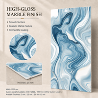 Panneau mural en PVC brillant MORLENX Ocean Blue Flowing Vein UV Marble Sheet pour projet d'aménagement intérieur de spa de luxe