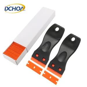 Wrapping Plastic Razor Blade Scraper Set 2 Pack Scraper Tool With 100 Pack Plastic Blades Car Sticker Razor Scraper