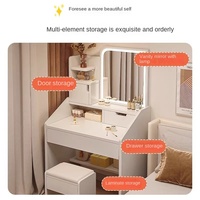 Coiffeuse moderne pour chambre à coucher, table de maquillage simple avec miroir, rangement multifonctionnel pour petit appartement