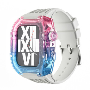Correa de Goma CHARM para Reloj, Diseño Degradado Arcoíris, Correa y Caja de una Sola Pieza de 44/45 mm, Éxito de Ventas Transfronterizo, Venta Directa de Fábrica - Product Image 1