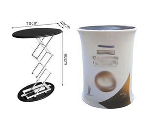 طاولة عرض محمولة مع رسومات قماشية مطبوعة، طاولة ترويجية خفيفة الوزن قابلة للطي بتصميم بيضاوي أو مستطيل - Product Image 5