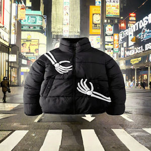 Blouson d'hiver personnalisé pour homme, col rabattu, fermeture éclair, imperméable, respirant, rembourrage en coton, non tissé, devant, style urbain - Product Image 3