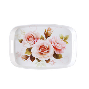 Plateau de service en mélamine de style européen, creux, à deux poignées, pour café, en porcelaine, pour la maison - Product Image 1