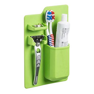Support mural multifonctionnel pour salle de bain, organiseur de rangement pour tasses, support intelligent en silicone pour brosses à dents et dentifrice, personnalisable avec logo - Product Image 1