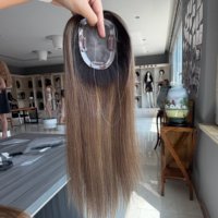 Prêt à expédier : Topper de cheveux humains Remy européens 100 % naturels, base mono 3x4'', haute qualité, pour femmes, solution pour la perte de cheveux et les cheveux clairsemés