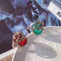 Bague gothique punk cristal rouge bague vintage esthétique géométrique irrégulière métal strass bagues pour femmes hommes bijoux accessoires