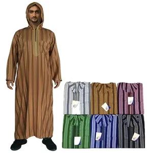 China Supplier New Brand Long Men Kaftan Islamic Thobe Robe Moroccan Hooded Thobe