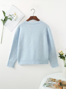 Cardigan en maille effet <span class=keywords><strong>mohair</strong></span> duveteux pour femme, col rond, manches longues, avec breloques étoiles <span class=keywords><strong>de</strong></span> mer, 71 % mélange <span class=keywords><strong>de</strong></span> polyester, pull d'hiver - Product Image 2