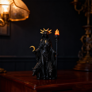 Set di Statue in Resina di Deesse Mitologiche Maestose, Stile Nero e Oro, Statuette di Streghe per Altare, Tavolo e Decorazione Domestica - Product Image 3