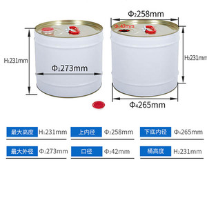 <span class=keywords><strong>10</strong></span> Lít màu trắng tinplate sơn <span class=keywords><strong>container</strong></span> <span class=keywords><strong>10</strong></span> L thép trống với chặt chẽ đầu 8 L kim loại thùng xô cho hóa chất lưu trữ - Product Image 5